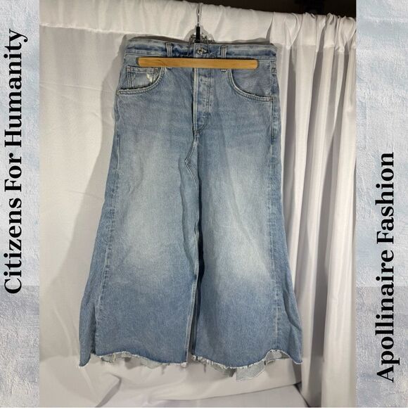 CITIZENS FOR HUMANITY MINA MIDI SKIRT IN BLUE DENIM SIZEE 27 NEW - Picture 6 of 9